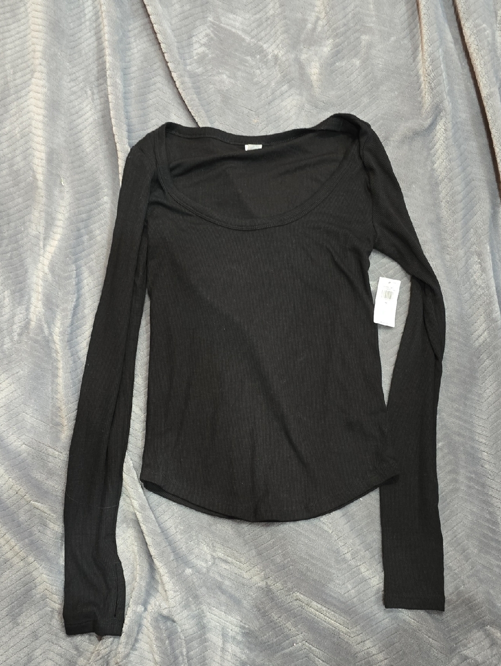 Old Navy Black Ribbed Scoop Neck Long Sleeve Tee